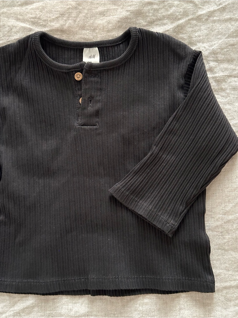 H&M Baby Black Ribbed Long Sleeve Top 12M